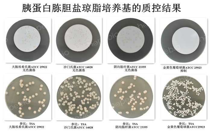 胰蛋白胨胆盐琼脂培养基的质控结果